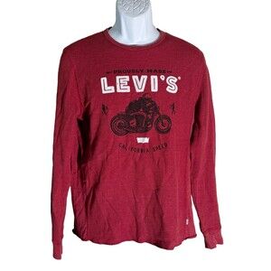 LEVI'S CALIFORNIA SPEED Long Sleeve Motorcycle Red T-Shirt Teens Large